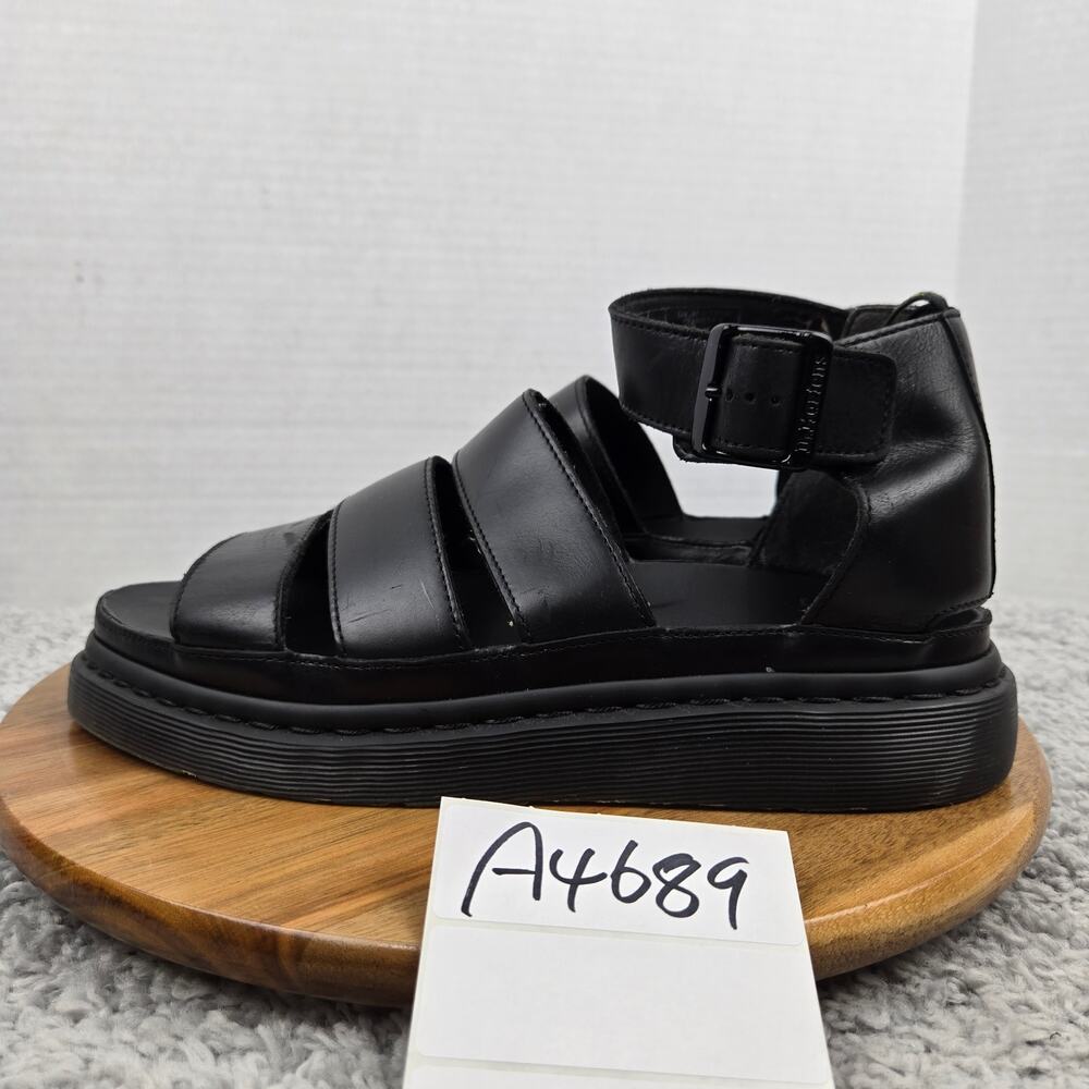 Dr. Martens Womens 10 Clarissa II Black Leather Strappy Platform Casual Sandals